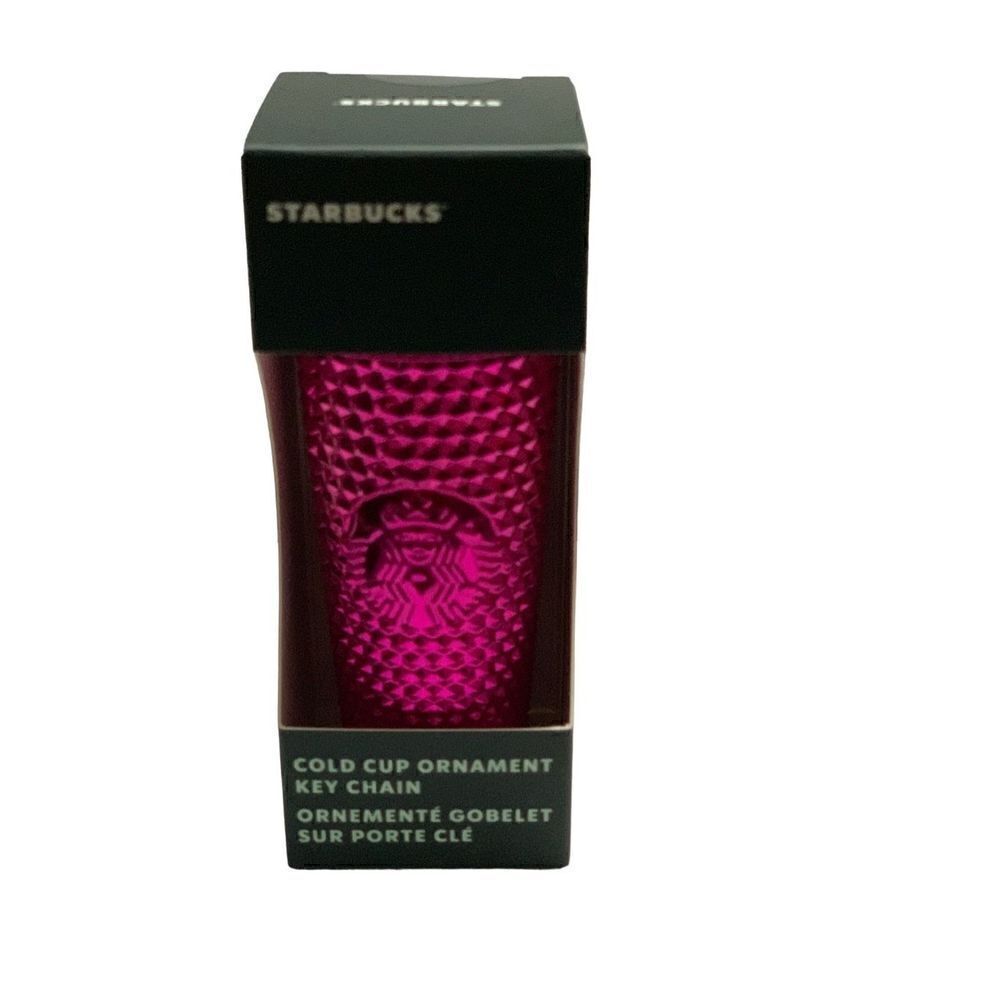 Starbucks Limited Edition Sangria Studded Holiday Cold Cup Ornament Keychain